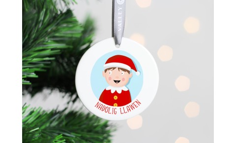 Elf Boy Welsh Christmas Tree Decoration